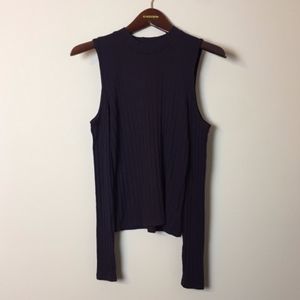 NWT AE Ribbed Mock Turtleneck Cold Shoulder Top